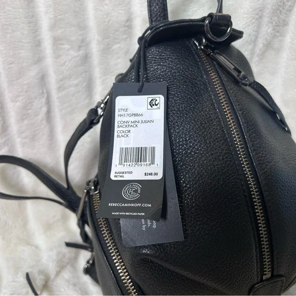 Rebecca Minkoff Julian Mini Convertible Backpack adjustable straps Black NWT - Picture 8 of 16